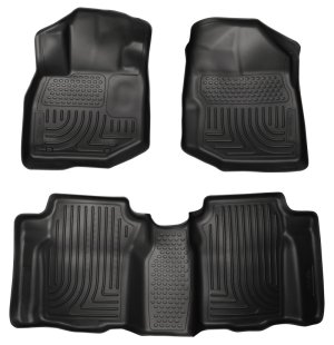 Honda Fit Floor Liners - Front + Rear - Husky Liners - WeatherBeater, Front + 2nd Row - Black - `09-`12